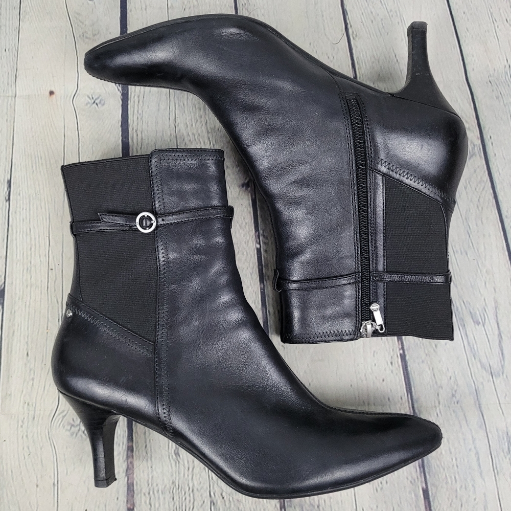 Rockport Black Leather Heeled Ankle Boots